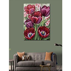 Kanvas Tablo Mor Laleler Çiçek Demeti 100x140 cm