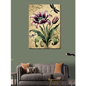 Kanvas Tablo Ejderha Sinekleri Ve Çiçekler 50x70 cm