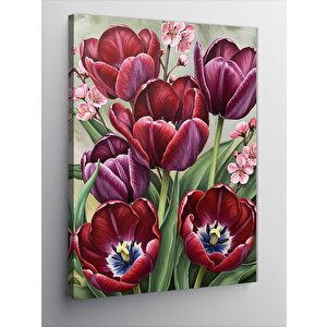 Kanvas Tablo Mor Laleler Çiçek Demeti 50x70 cm