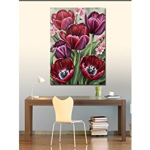 Kanvas Tablo Mor Laleler Çiçek Demeti 50x70 cm