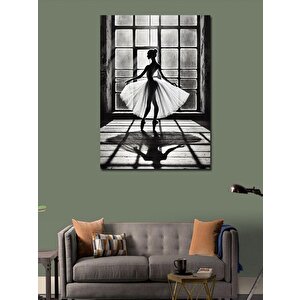 Kanvas Tablo Siyah Beyaz Balerin Çizimi 50x70 cm