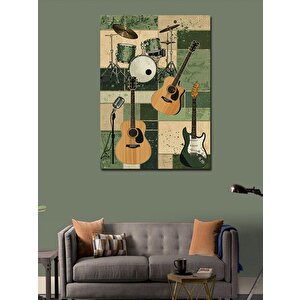 Kanvas Tablo Müzik Aletleri Ve Retro Stil 70x100 cm