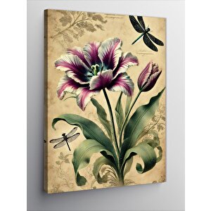 Kanvas Tablo Ejderha Sinekleri Ve Çiçekler 100x140 cm