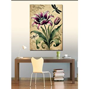Kanvas Tablo Ejderha Sinekleri Ve Çiçekler 100x140 cm