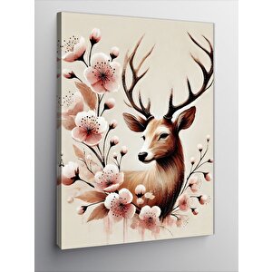 Kanvas Tablo Çiçekler Ve Geyik 50x70 cm