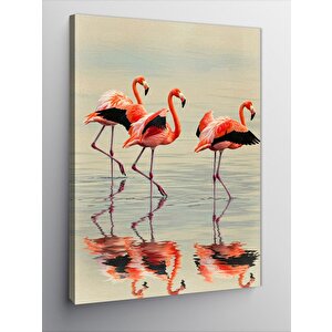 Kanvas Tablo Flamingolar Ve Su Yansımaları 70x100 cm