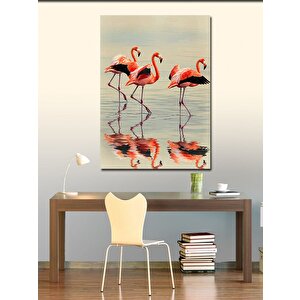 Kanvas Tablo Flamingolar Ve Su Yansımaları 70x100 cm