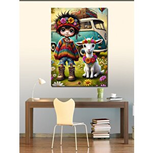 Kanvas Tablo Keçi Ve Çocuk 100x140 cm