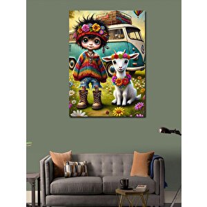 Kanvas Tablo Keçi Ve Çocuk 100x140 cm