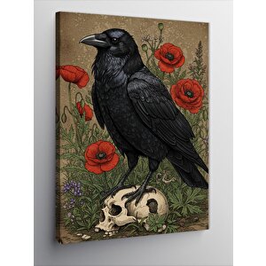 Kanvas Tablo Gelincikler Arasında Karga 100x140 cm