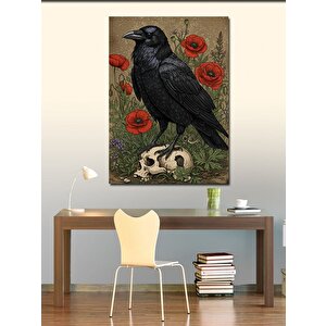 Kanvas Tablo Gelincikler Arasında Karga 100x140 cm