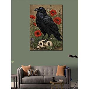 Kanvas Tablo Gelincikler Arasında Karga 100x140 cm