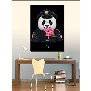 Kanvas Tablo Polis Pandası Ve Donut 70x100 cm