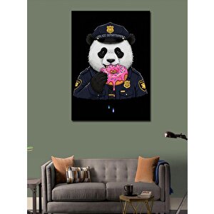 Kanvas Tablo Polis Pandası Ve Donut 70x100 cm
