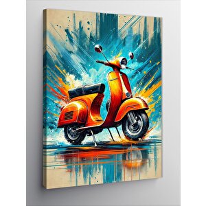 Kanvas Tablo Turuncu Vespa Ve Enerji Patlaması 100x140 cm