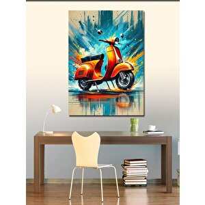 Kanvas Tablo Turuncu Vespa Ve Enerji Patlaması 100x140 cm