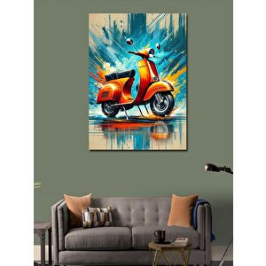 Kanvas Tablo Turuncu Vespa Ve Enerji Patlaması 100x140 cm