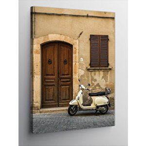 Kanvas Tablo Sokak Ve Klasik Vespa 100x140 cm