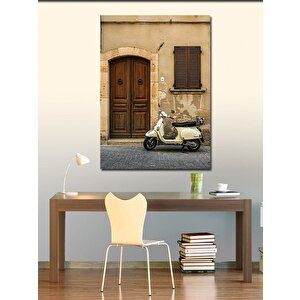 Kanvas Tablo Sokak Ve Klasik Vespa 100x140 cm