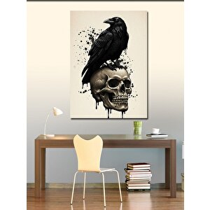 Kanvas Tablo Kafatasında Karga 50x70 cm