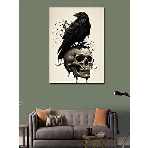 Kanvas Tablo Kafatasında Karga 50x70 cm