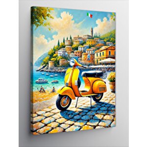 Kanvas Tablo Akdeniz Sokakları Ve Vespa 100x140 cm