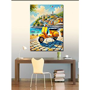 Kanvas Tablo Akdeniz Sokakları Ve Vespa 100x140 cm