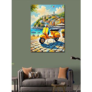 Kanvas Tablo Akdeniz Sokakları Ve Vespa 100x140 cm