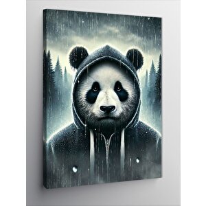 Kanvas Tablo Kapüşonlu Panda Çizimi 50x70 cm