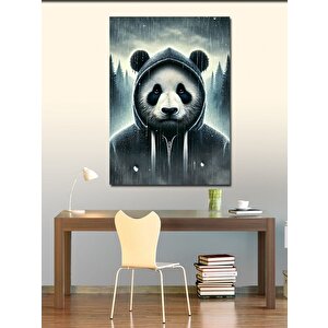 Kanvas Tablo Kapüşonlu Panda Çizimi 50x70 cm