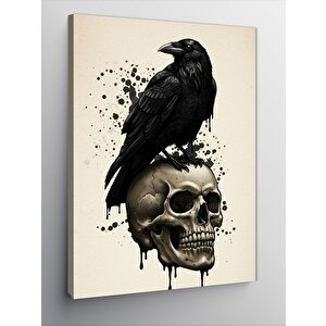 Kanvas Tablo Kafatasında Karga 70x100 cm