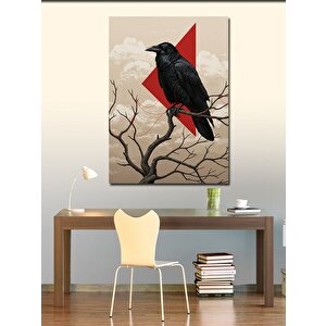 Kanvas Tablo Kırmızı Üçgende Karga 50x70 cm
