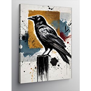 Kanvas Tablo Siyah Karga Ve Fırça Darbeleri 70x100 cm