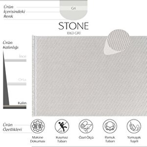 Stone 1063 Gri Kaymaz Taban Koridor Halısı Kesme Yolluk Mutfak Halısı Modern Salon Halısı 120x180 cm