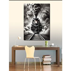 Kanvas Tablo Kara Dumanlı Tren 100x140 cm
