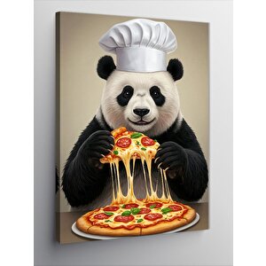 Kanvas Tablo Pizza Tutan Panda Şef 100x140 cm
