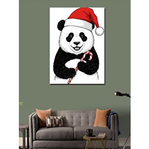 Kanvas Tablo Noel Baba Şapkalı Panda 100x140 cm