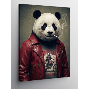 Kanvas Tablo Rock Panda Ve Şehir Modası 100x140 cm