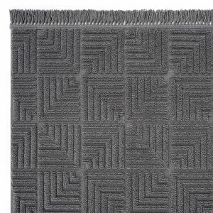 Stone 1062 Antrasit Kaymaz Taban Koridor Halısı Kesme Yolluk Mutfak Halı Modern Salon Halı 160x300 cm