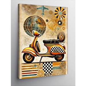Kanvas Tablo Retro Vespa Ve Geometrik Tasarım 100x140 cm