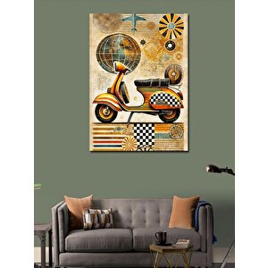 Kanvas Tablo Retro Vespa Ve Geometrik Tasarım 100x140 cm