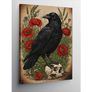 Kanvas Tablo Karga Ve Gelincik Çiçekleri 70x100 cm