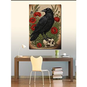 Kanvas Tablo Karga Ve Gelincik Çiçekleri 70x100 cm