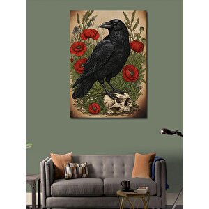 Kanvas Tablo Karga Ve Gelincik Çiçekleri 70x100 cm