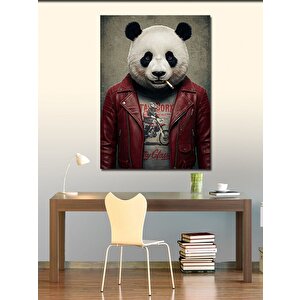 Kanvas Tablo Deri Ceketli Panda 50x70 cm