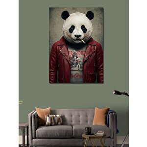 Kanvas Tablo Deri Ceketli Panda 50x70 cm