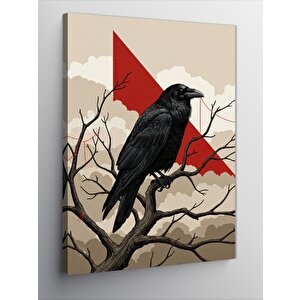 Kanvas Tablo Ağaç Dalında Karga 100x140 cm