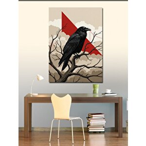 Kanvas Tablo Ağaç Dalında Karga 100x140 cm