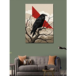 Kanvas Tablo Ağaç Dalında Karga 100x140 cm