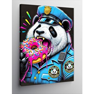 Kanvas Tablo Polis Pandası Ve Donut 50x70 cm